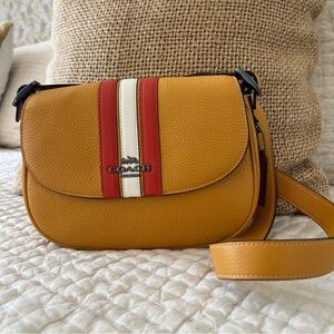 Maci Coach Tan and Red Crossbody Bag